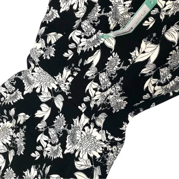 Soloiste Audrey Knit Sleeveless Black White Floral Flare V-Neck Dress New Sz S - Picture 7 of 16
